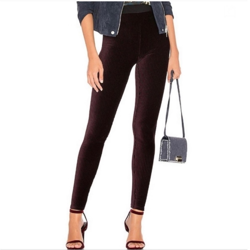 Free People Here We Go Striped Velvet Legging in Raspberry Size XS